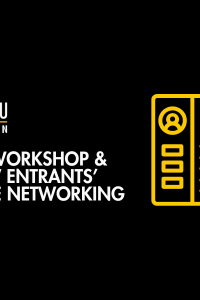 White text on black background "CV Workshop & New Entrants' Base Networking" with yellow graphic of a CV